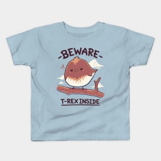 T-Rex Inside // Small Bird, Kawaii Angry Dinosaur Kids T-Shirt